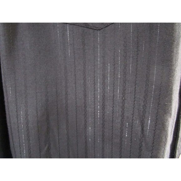 Saxifon USA Black Metallic Thread Jet Black Cabachon Snap Wester Shirt XL GUC - Picture 10 of 16
